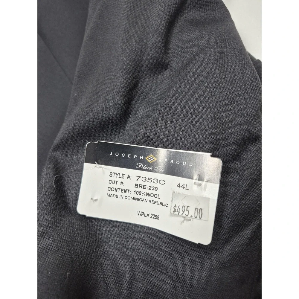 Joseph Abboud Tuxedo Suit Mens 44 Long Black Wool Super 120s 2 Piece 38x36 NWT